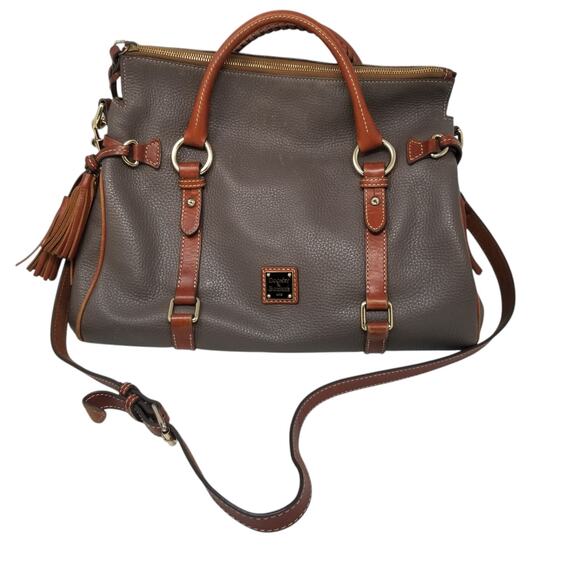 Dooney and Bourke Sorrento Satchel Elephant Gray Leather Shoulder Bag Purse - Picture 1 of 16
